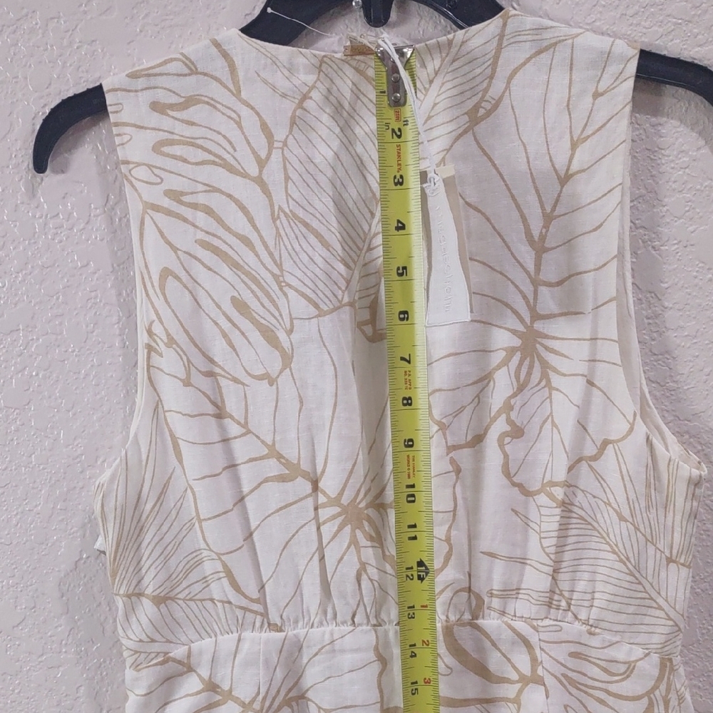 Magaschoni 100 Linen, Size 8 Elegant White Floral Dress - Picture 14 of 17